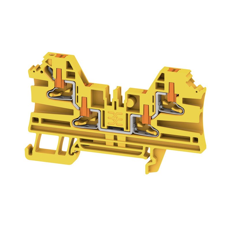Weidmüller - Durchgangs-Reihenklemme Klemme AL4C 2.5 YL PUSH IN, 2.5 mm² − 50 Stück