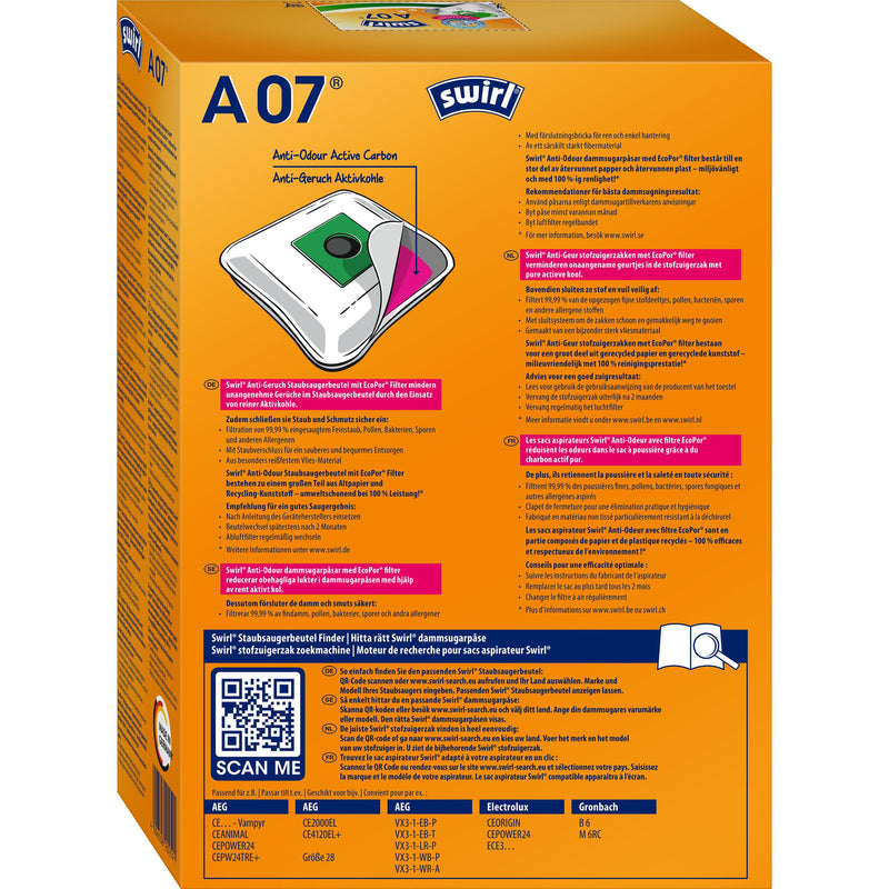 Swirl - Zubehör/Ersatzteile für Bodenpflege Staubbeutel A 07 Anti-Odour VE4 für AEG