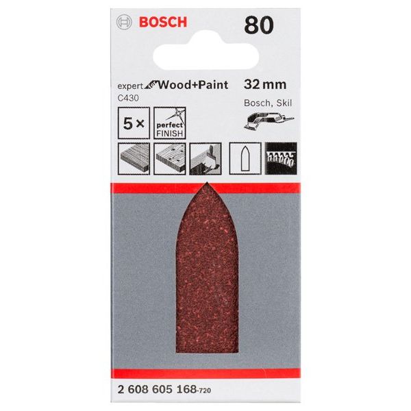 Bosch - Schleifpapier/Schleifvlies Schleifblatt C430, 32 mm, 2608605168 80 ungelocht