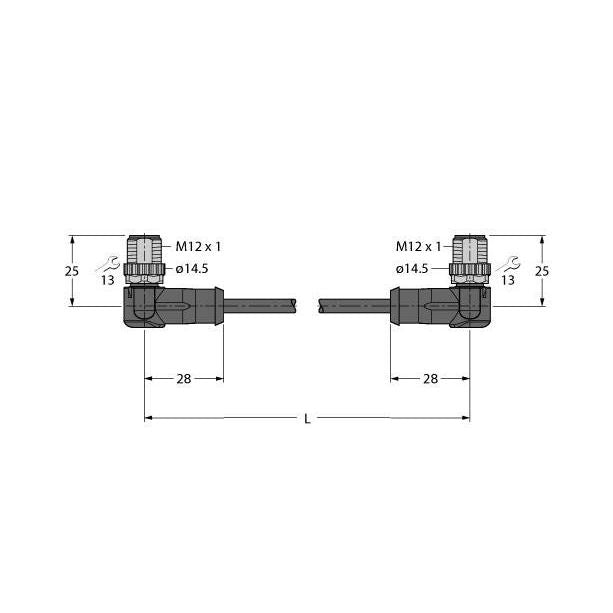 Turck - Rundsteckverbinder, feldkonfektionierbar (Industriesteckverbinder) Verbindungsleitung WSSD-WSSD-4414-0.6M − 1 Stück