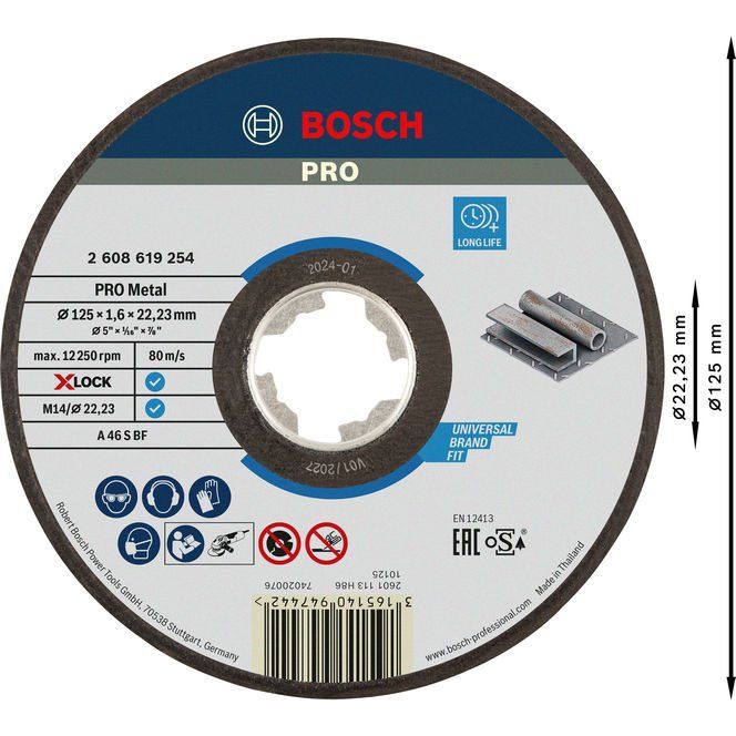 Bosch - Trenn-/Schleifscheibe PRO Metal Gebundene 2608619254 Trennscheibe 125 x