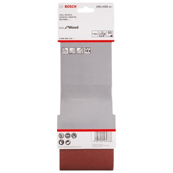 Bosch - Schleifpapier/Schleifvlies PRO X440 Schleifband, 100 2608606142 x 620 mm G60 3-tlg