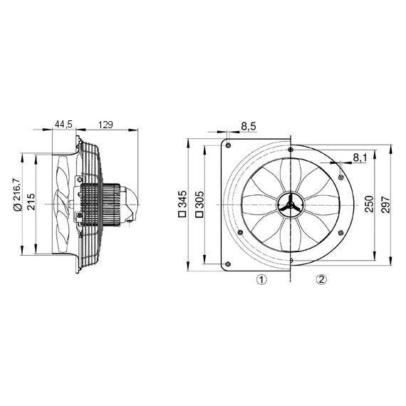 Maico - Wandventilator für Industrie und Gewerbe Ventilator EZQ 20/4 E 475cbm/h,35W,IP54