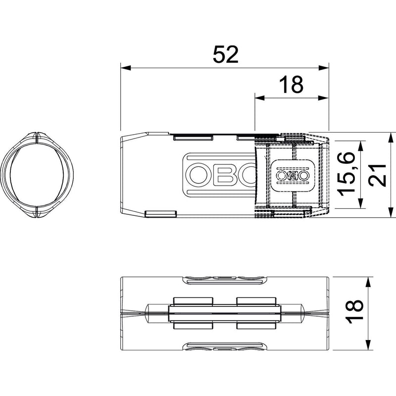OBO Bettermann - Muffe für Installationsrohre Quick-Pipe-Verbind.-muffe 3000 MMS M16 LGR − 10 Stück