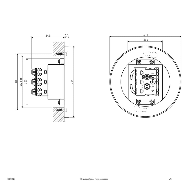 EVN Lichttechnik - Decken-/Wandleuchte LED Wandeinbauleuchte LR01802A 230V 3000K IP44 anth
