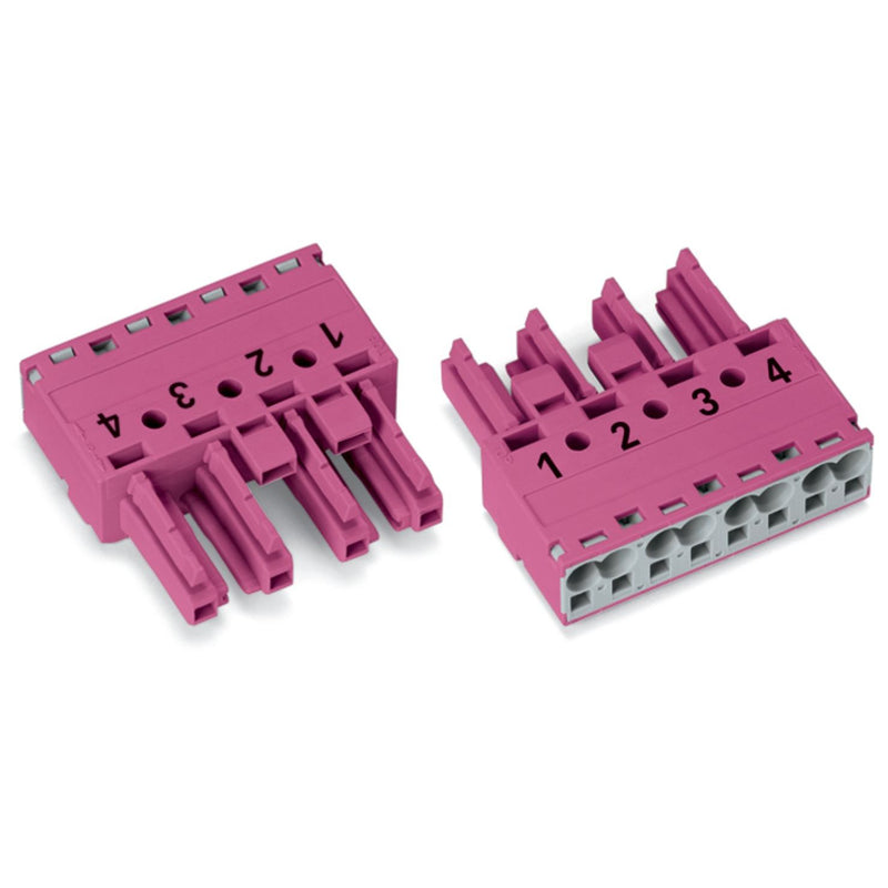 WAGO - Steckverbinder für steckbare Gebäudeinstallation Buchse 4-polig 770-284 Kod. B,pink − 50 Stück