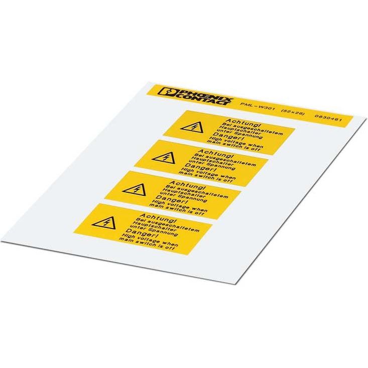 Phoenix Contact - Warn-/Hinweisschild Warnschild PML-W301 (52X26) − 5 Stück