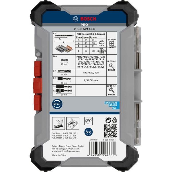 Bosch Power Tools - Werkzeugset PRO Impact Schrauberbits 2608521U86VE(40) und Metallbohrer Set  − 3 Packung