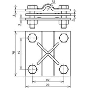 DEHN - Verbinder für Blitzschutz Kreuzstück Cu KS 8.10 FL40 CU f.Rd 8-10/Fl 30-40mm