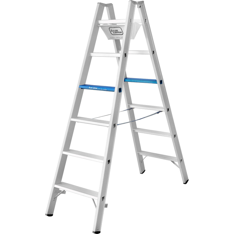 Geis&Knoblauch - Stufenleiter Stufenstehleiter 7105-7E 2x5 Stufen eloxiert