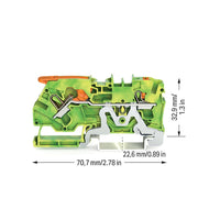 WAGO - Schutzleiter-Reihenklemme Schutzleiterklemm 2104-5207 4 qmm, gn-ge − 50 Stück