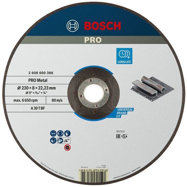 Bosch - Trenn-/Schleifscheibe PRO Metal Gebundene 2608600386 Schleifscheibe 230 x