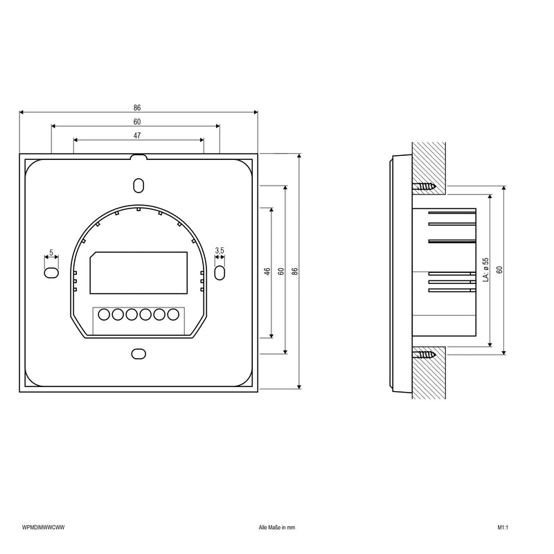 EVN Lichttechnik - Funksender Funk-Wandpanel WPMDIMWWCWW Dim 2,4GHz IP20 20m