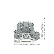 WAGO - Schutzleiter-Reihenklemme Doppelstockklemme 2002-2217 − 50 Stück