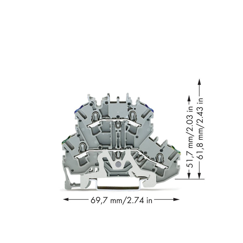 WAGO - Schutzleiter-Reihenklemme Doppelstockklemme 2002-2217 − 50 Stück