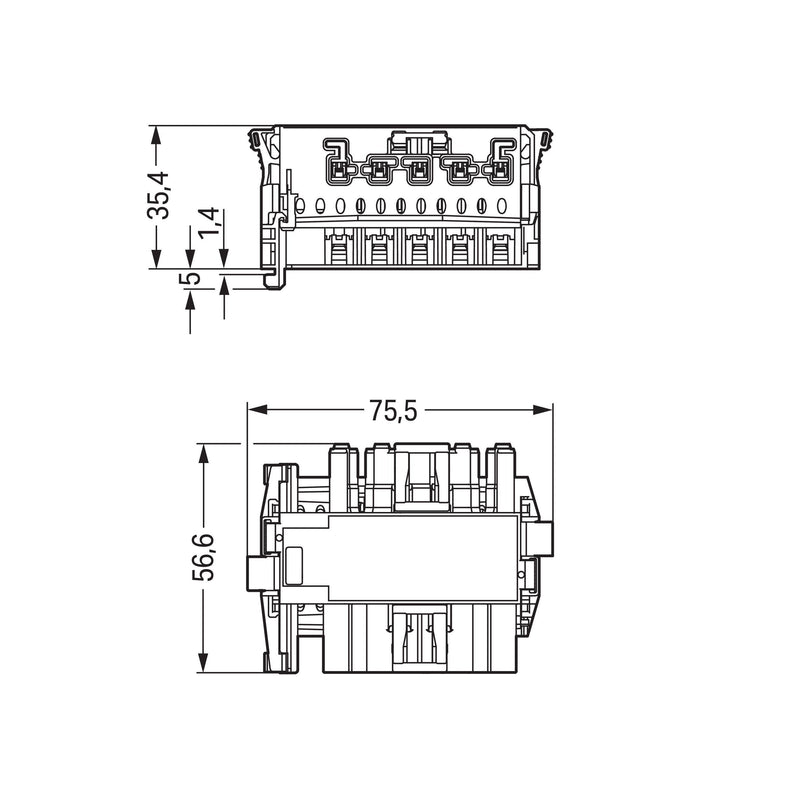 WAGO - Geräteanschluss für steckbare Gebäudeinstallation Linect-T-Steckverbinder 770-6225 Buchse-Stecker 5-p. − 20 Stück