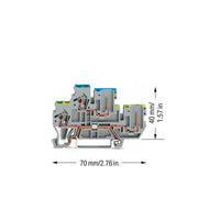 WAGO - Schutzleiter-Reihenklemme 1Leiter/1PinDoppelstockkl. 870-117 2,5 mm²,grau − 50 Stück