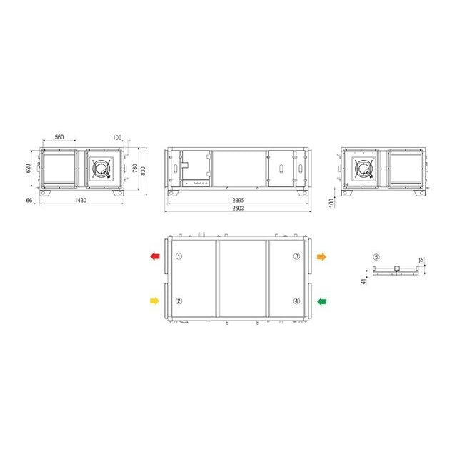 Maico - Lüftungsgerät mit Wärmerückgewinnung gewerblich Kompaktgerät MV4523HLEH RLT2300MV4523HLEH4 2300cbm/h/li/horiz