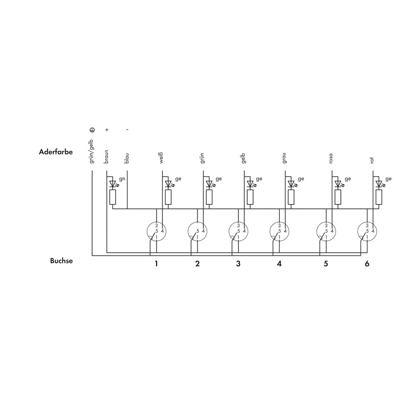 WAGO - Passiver Sensor-/Aktor-Verteiler (mit Leitung) M12-Sensor-/-Aktorbox 757-264/000-005 6-fach,4-polig − 1 Stück