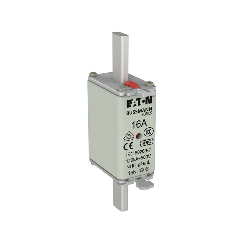 Eaton - Messersicherung Sicherungseinsatz Nieders. NH FUSE 16#16NHG0B 16A AC 500V 120kA − 3 Stück