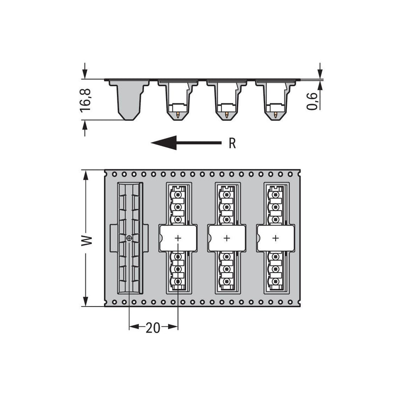 WAGO - Leiterplattensteckverbinder THR-Stiftleiste Lötstift 231-141/001-000/105- 1,0x1,0,gerade,sw − 170 Stück
