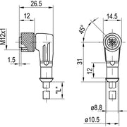 Sensopart - Konfektioniertes Sensor-Aktor-Kabel Winkel -5000- L4-5m-W-PUR F 4p