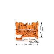 WAGO - Durchgangs-Reihenklemme 2-Pin-Basisklemme 2022-1602 orange − 50 Stück