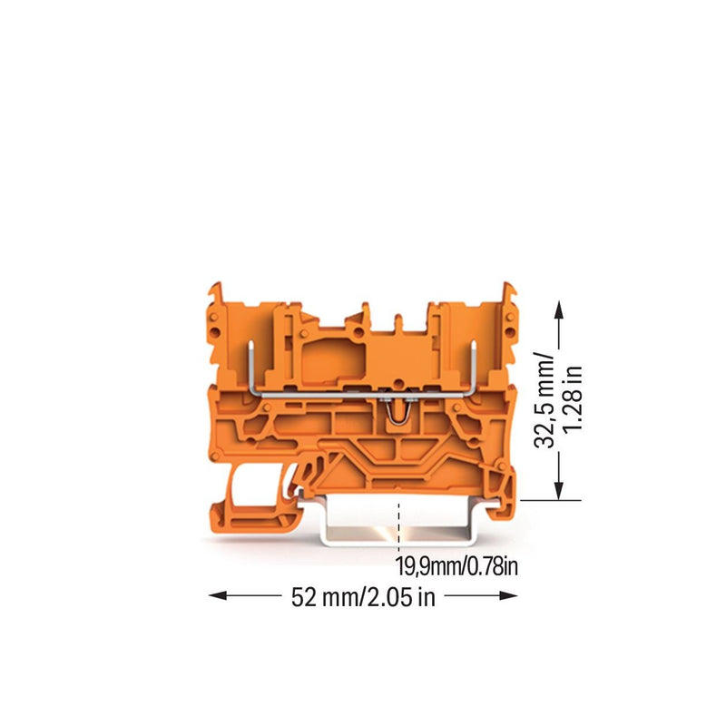 WAGO - Durchgangs-Reihenklemme 2-Pin-Basisklemme 2022-1602 orange − 50 Stück
