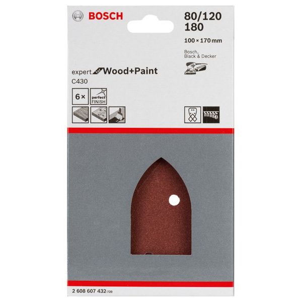 Bosch - Schleifpapierset Schleifblatt C430, 100 x 2608607432 170 mm 2 x 80 2 x