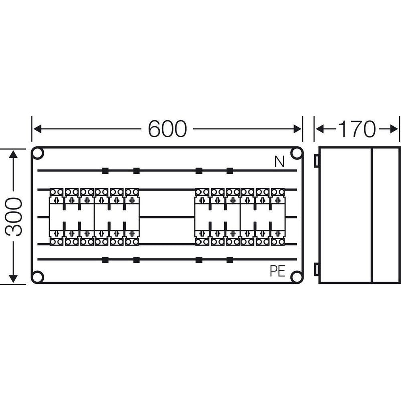 Hensel - Sicherungskasten Sicherungsgehäuse Mi 6461 4xNH00 3p.250A 5p