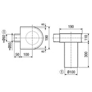 Maico - Zubehör/Ersatzteile für Ventilatoren Winkel 90 Uebergang MF-WLF100/90 NW100 a. Flexrohr 90