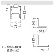 Zumtobel - Mechanisches Zubehör/Ersatzteile für Leuchten Eck-Kanal f.LED-Lichtlinie SLN2-C CL MSC L545BK schwarz