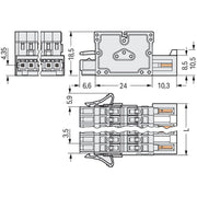 WAGO - Ein- und mehrpolige Klemmenleiste 2-Leiter-Kombistecker 734-372/037-000 1,5mm²,lichtgrau − 25 Stück