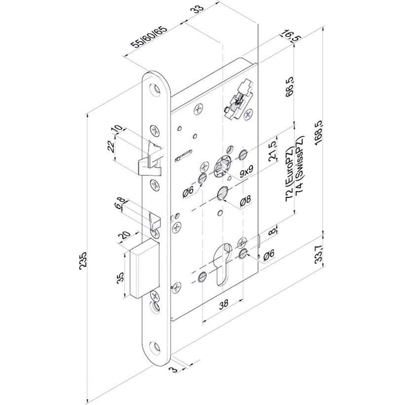 Assa Abloy effeff - Elektrischer Türöffner Sicherheitsschloss 709 709X701PZ---G44