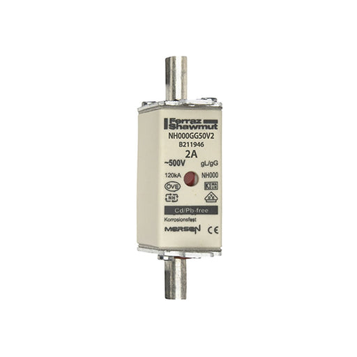 Mersen - Messersicherung NH-Sicherungseinsatz SF NH000GG50V2 Gr.000 gG 2A/500V KM − 3 Stück