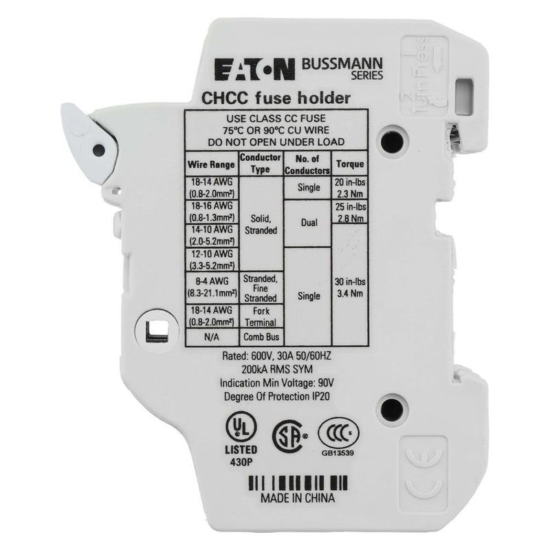 Eaton - Halter für zylindrische Sicherung Sicherungshalter Niedersp. 3P 10X38 M#CHCC3DIU 30A AC 600V 3polig − 4 Stück
