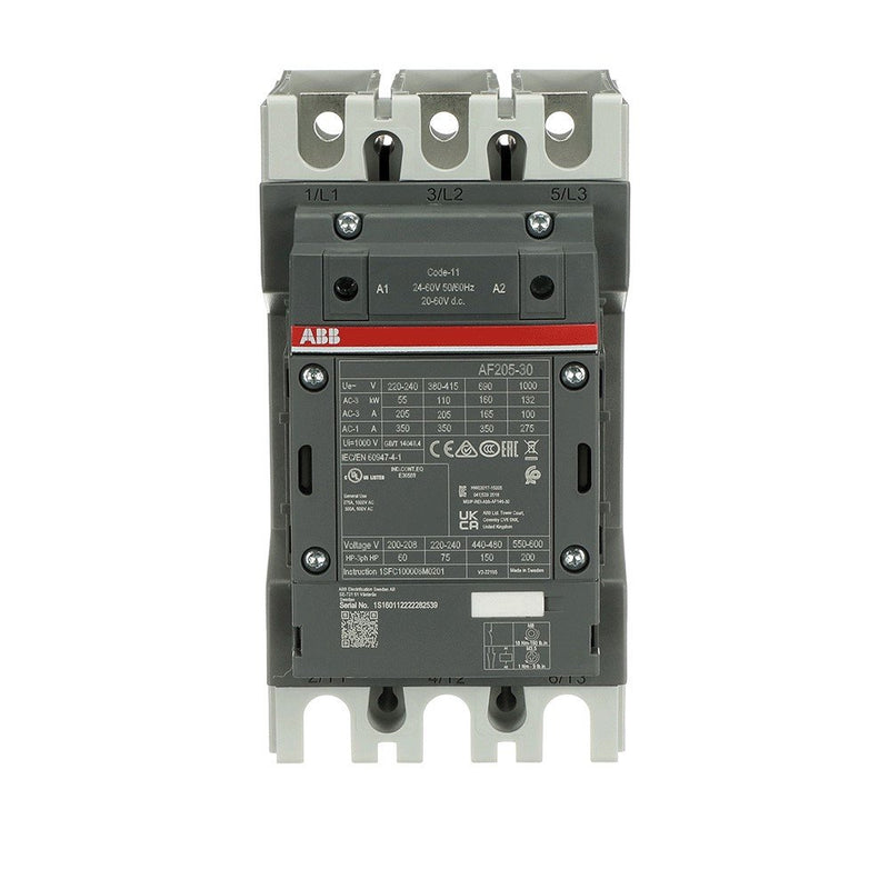 ABB Stotz S&J - Leistungsschütz zum Schalten von Wechselstrom Schütz AF205-30-00-11 50/60Hz / 20-60V DC