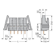 WAGO - Leiterplattensteckverbinder THT-Federleiste gerade 232-132/039-000 Rastermaß 5mm,grau − 100 Stück