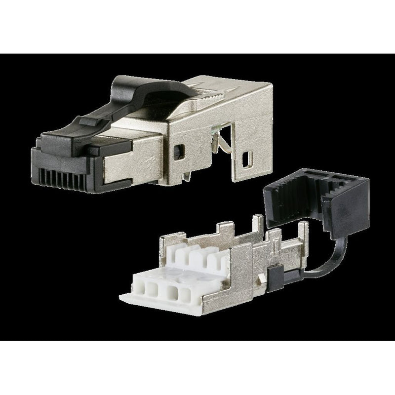 Metz Connect - Modularer Steckverbinder RJ45 Stecker Cat.6A 130E405032-E Kabelzuführ.180 Grad − 1 Stück