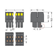 WAGO - Ein- und mehrpolige Klemmenleiste 1-LeiterFederleiste2reihig 713-1114/000-9037 CAGECLAMP 1,5mm²,sw − 20 Stück
