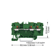 WAGO - Durchgangs-Reihenklemme 3-Leiter-Durchgangsklemme 2204-1301/000-001 − 50 Stück