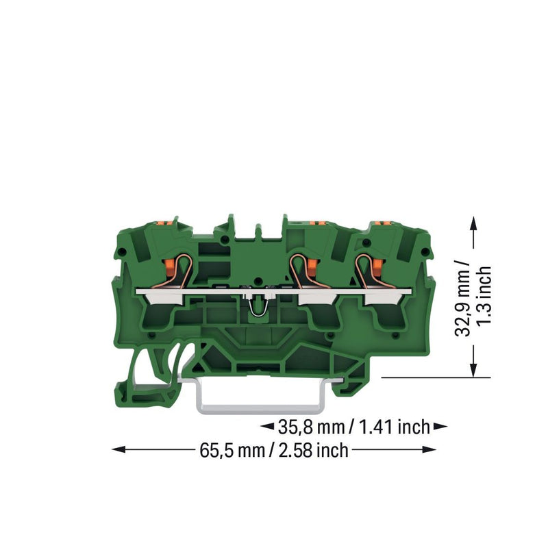 WAGO - Durchgangs-Reihenklemme 3-Leiter-Durchgangsklemme 2204-1301/000-001 − 50 Stück