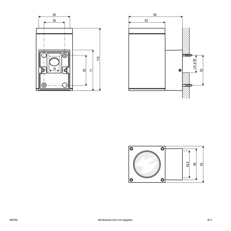 EVN Lichttechnik - Decken-/Wandleuchte Wandanbauleuchte 1flg.anth 484016N IP54 GU10 220-240V