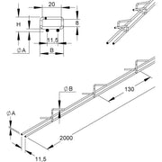Niedax - Gitterrinne Kabelträger MCH 8.20 E3 b.8mm 8x20x2000mm − 2 Meter