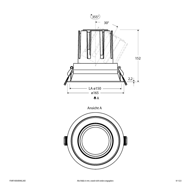 EVN Lichttechnik - Downlight/Strahler/Flutlicht LED-Einbauleuchte modular F04R14SM3840L24D Konfigurationstype