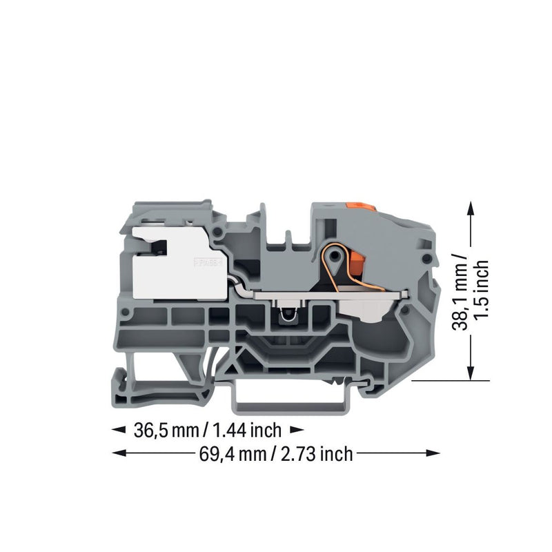 WAGO - Neutralleitertrenn-Reihenklemme Potentialausgleichsklemme 2216-7111 16 mm²,Push − 25 Stück