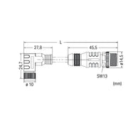 WAGO - Konfektioniertes Sensor-Aktor-Kabel Sensor-Aktorleitung axial 756-6509/040-005 M8-Buchse M12A-Stec