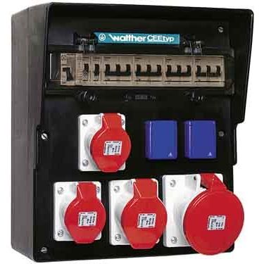 Walther Werke - CEE-Steckdosen-Kombination (IEC 60309) Steckdosenkombination 6484703 Vollgummi, Wandgeh. − 1 Stück