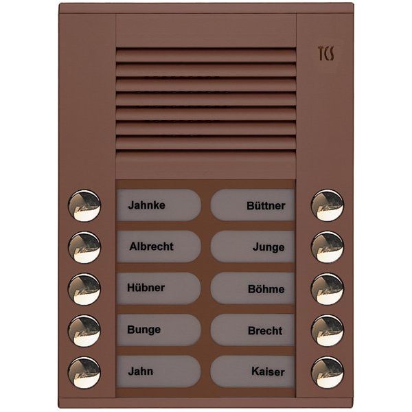 TCS Tür Control - Türstation für Türkommunikation Audioaußenstation 2-reihig PES10-EB/04 10 Tasten AP bronze