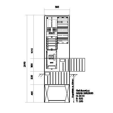 GSAB Elektrotechnik - Zähler-Komplettschrank Zähleranschlußsäule 01.00.1P11V4 TEN 1 Zähler o.TSG